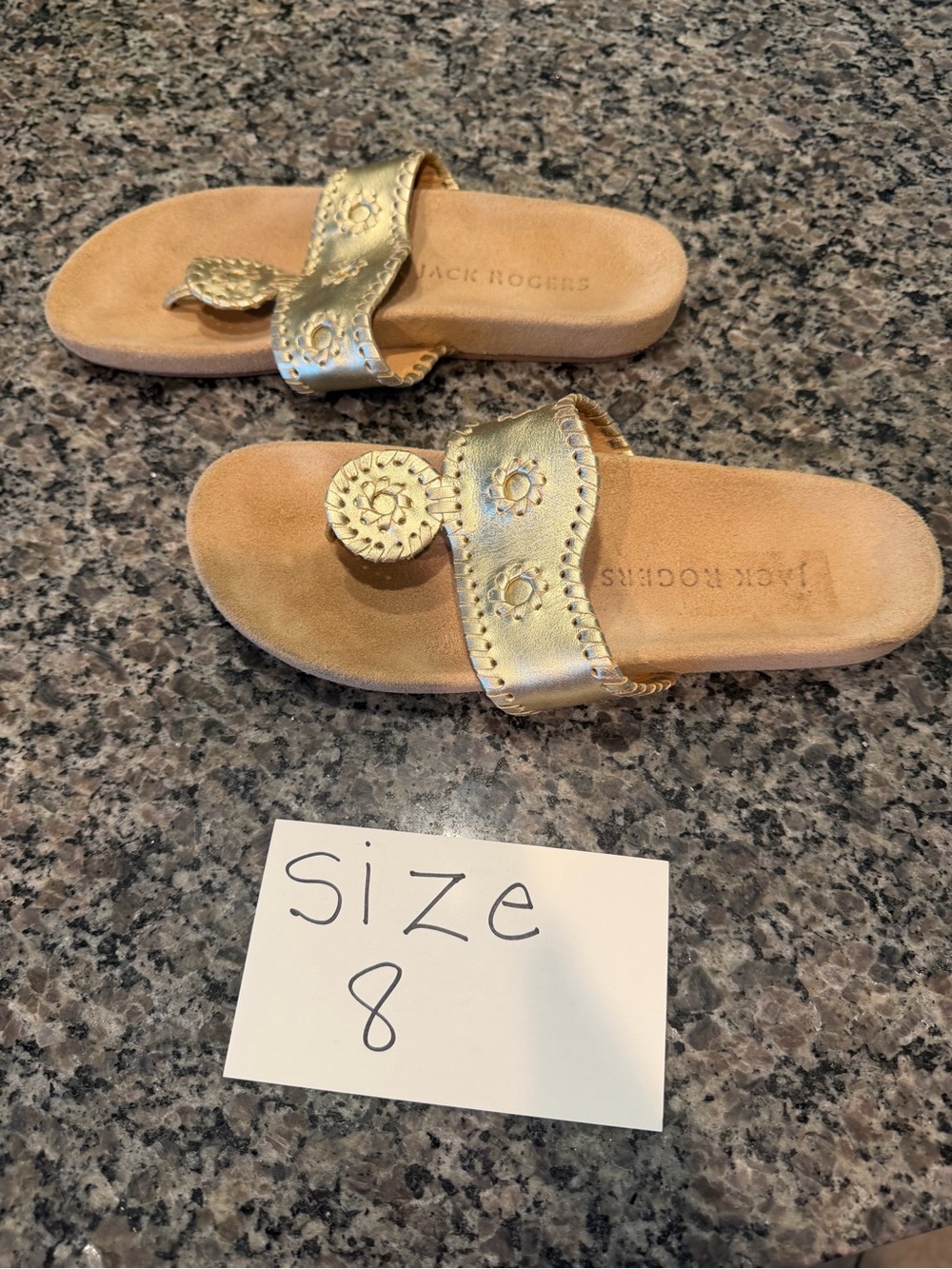 Jack Rogers Metallic Gold Toe-Post Sandals
